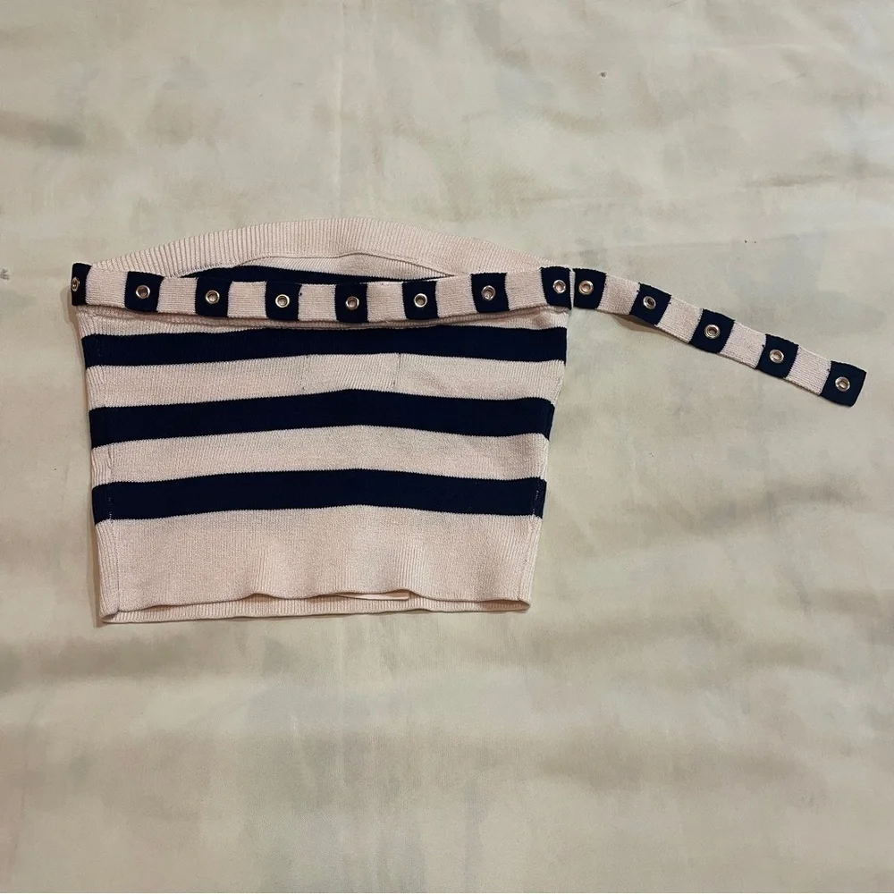 NEW! Ser.O.Ya- Cream And Navy Constance Tube Top Cleat Midi Skirt Set Size XL